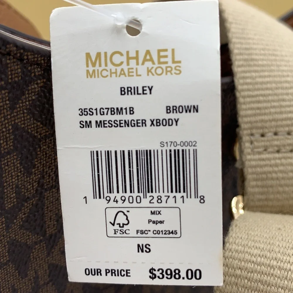 MICHAEL KORS Briley Small Logo Messenger Bag BROWN SIGNATURE COLOR